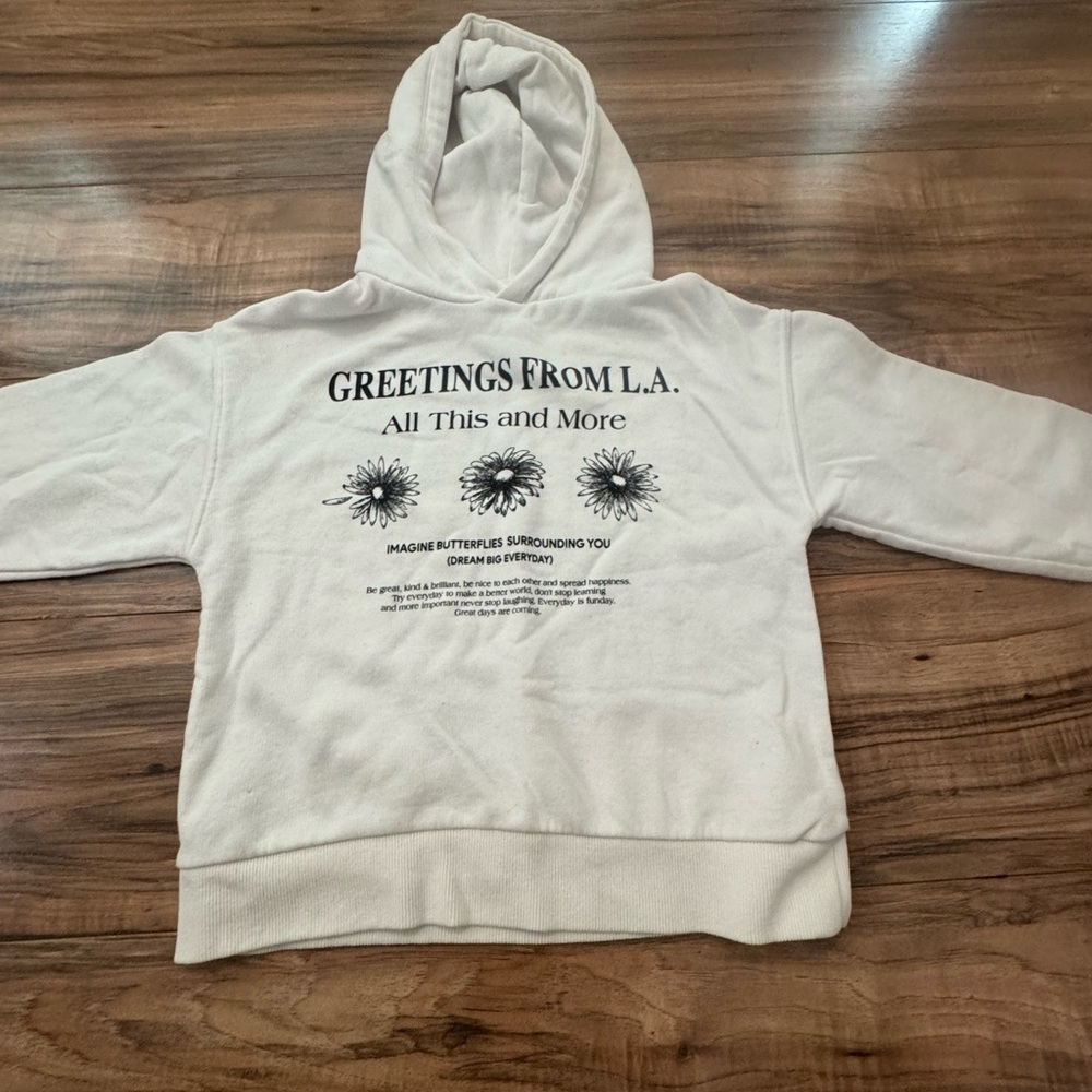 Zara White Hoodie with Black Text